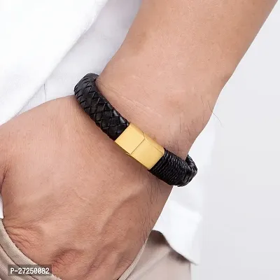 Alluring Golden Leather  Bracelets For Men-thumb0