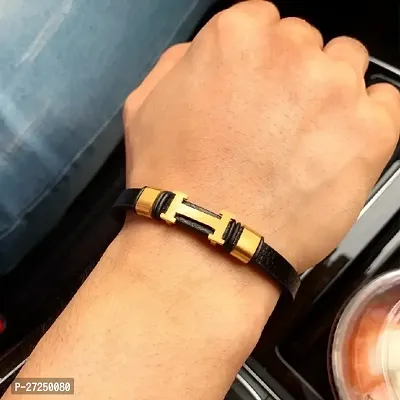 Alluring Golden Leather  Bracelets For Men
