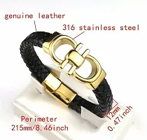 Alluring Golden Leather  Bracelets For Men-thumb3