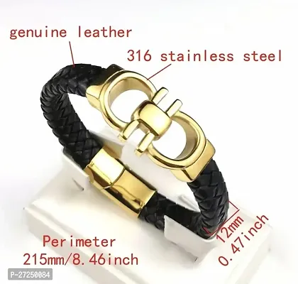 Alluring Golden Leather  Bracelets For Men-thumb4