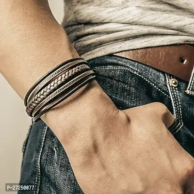 Alluring Brown Leather  Bracelets For Men-thumb2