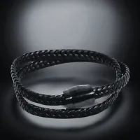 Genuine Black Leather  Bracelets For Men-thumb1