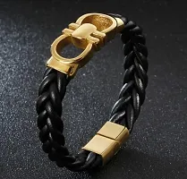 Alluring Golden Leather  Bracelets For Men-thumb2