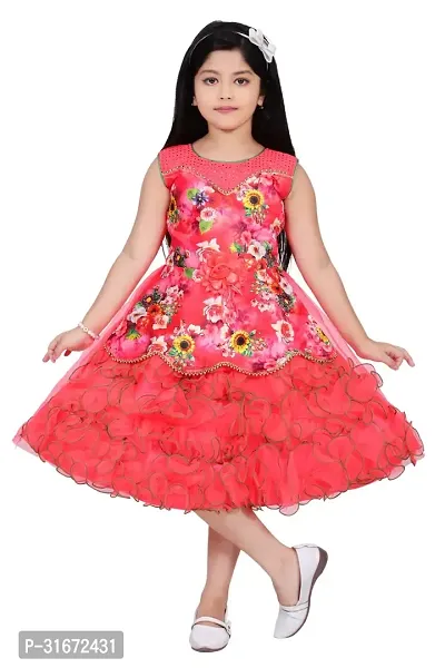 Stylish Red Cotton Frocks For Girls-thumb0