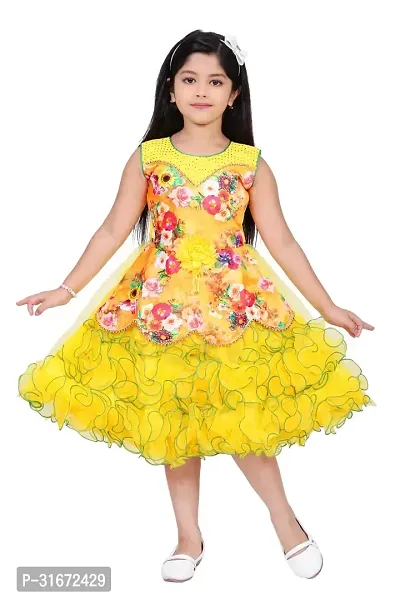 Stylish Yellow Cotton Frocks For Girls