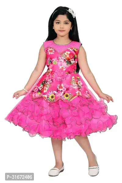 Stylish Pink Cotton Frocks For Girls-thumb0