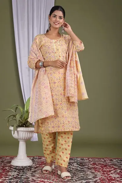 Stylish Embroidered Rayon Kurta Bottom And Dupatta Set For Women