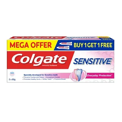 Colgate?Sensitive Everyday Protection?Toothpaste, Twin Pack Of 160g (80g X 2),?Specifically Developed? For Sensitive Teeth  Healthy Gums,?Colgate?Toothpaste?For Prevention Of Cavities  Plaque