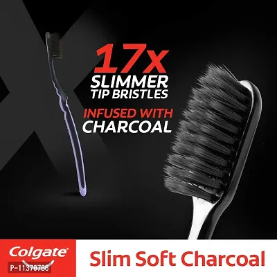 Colgate Charcoal Gentle Deep Cleaning manual Toothbrush for adults - 4 Pieces (Slim Soft)-thumb3