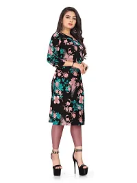 Stylish A-Line Black Printed Crepe Kurta-thumb3