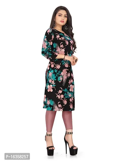 Stylish A-Line Black Printed Crepe Kurta-thumb4