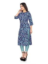 Stylish A-Line Blue Printed Crepe Kurta-thumb2