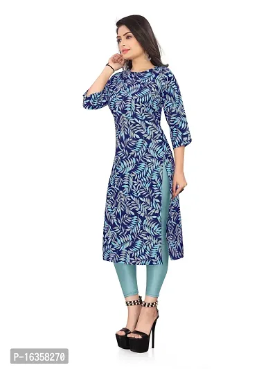 Stylish A-Line Blue Printed Crepe Kurta-thumb3