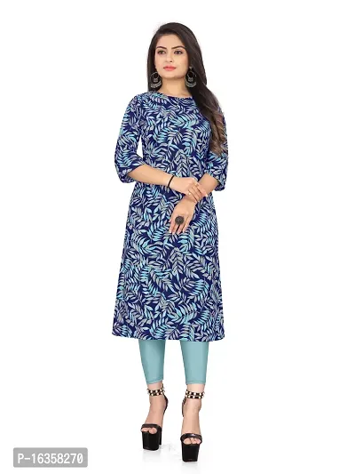 Stylish A-Line Blue Printed Crepe Kurta-thumb0