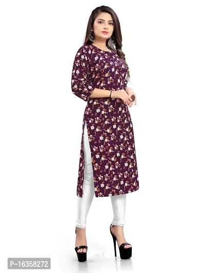 Stylish A-Line Purple Printed Crepe Kurta-thumb4