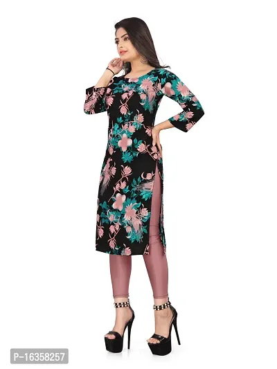 Stylish A-Line Black Printed Crepe Kurta-thumb3