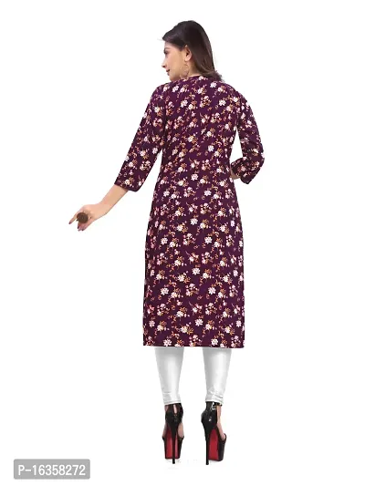 Stylish A-Line Purple Printed Crepe Kurta-thumb2