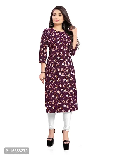 Stylish A-Line Purple Printed Crepe Kurta-thumb0