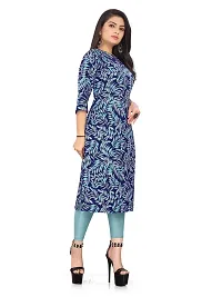 Stylish A-Line Blue Printed Crepe Kurta-thumb3