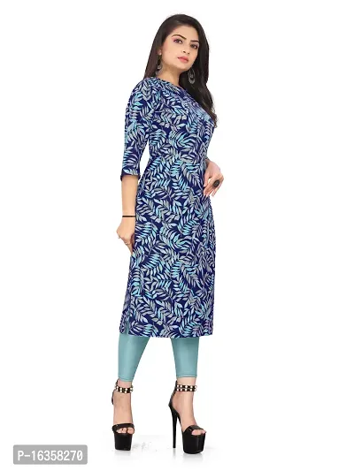 Stylish A-Line Blue Printed Crepe Kurta-thumb4