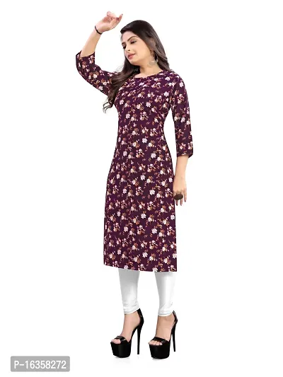 Stylish A-Line Purple Printed Crepe Kurta-thumb3