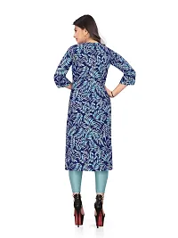 Stylish A-Line Blue Printed Crepe Kurta-thumb1