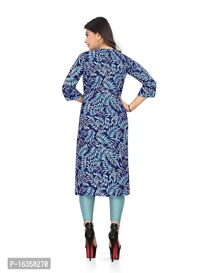 Stylish A-Line Blue Printed Crepe Kurta-thumb2