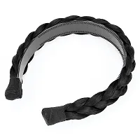 D-DIVINE Wide Braided Headband With Teeth Braids Hairband With Tooth Synthetic Hair Band Plaited Hairband For Women (Black)-thumb3