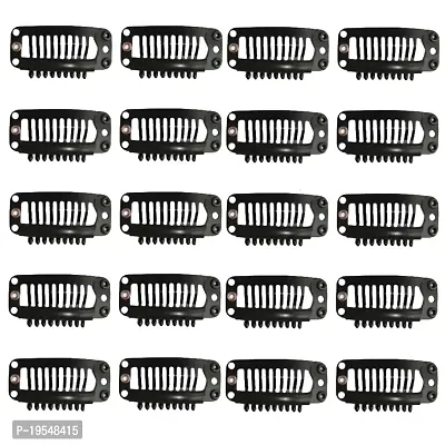 Truvic 20Pcs Hair Extension Snap Clips Wig Grips Medium Remy Clip In 32mm Black-thumb2