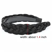 D-DIVINE Wide Braided Headband With Teeth Braids Hairband With Tooth Synthetic Hair Band Plaited Hairband For Women (Black)-thumb2