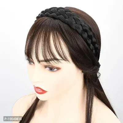 D-DIVINE Wide Braided Headband With Teeth Braids Hairband With Tooth Synthetic Hair Band Plaited Hairband For Women (Black)-thumb5