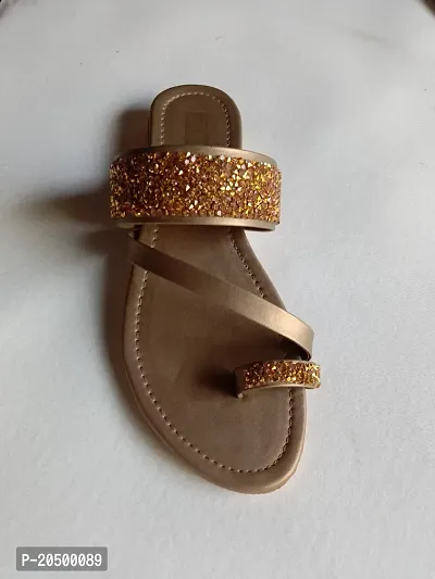 Elegant Golden Rubber Sandals For Women-thumb0