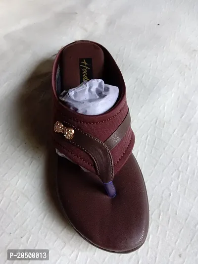 Elegant Maroon Rubber Sandals For Women