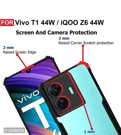 Clear Back Cover Case for iQOO Z6 44W / Vivo T1 44W | 360 Degree Protection | Shock Proof Design | Transparent Back Cover Case for iQOO Z6 44W / Vivo T1 44W (PC, TPU |-thumb2