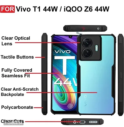 Clear Back Cover Case for iQOO Z6 44W / Vivo T1 44W | 360 Degree Protection | Shock Proof Design | Transparent Back Cover Case for iQOO Z6 44W / Vivo T1 44W (PC, TPU |-thumb4