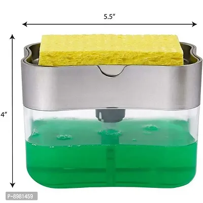 Dishwash Liquid Pump + Sink Corner | Liquid Press Pump Dispenser  Sponge with Creative Useful Multipurpose Must Have Corner Sink Wash Basin Storage Sink Sponge Holder-thumb5