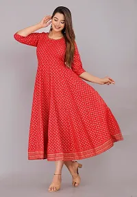 Armuse Women Printed Anarkali Kurta (Medium, RED)-thumb3