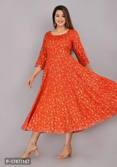 Fabulous Rayon Printed Anarkali Kurti For Women-thumb0