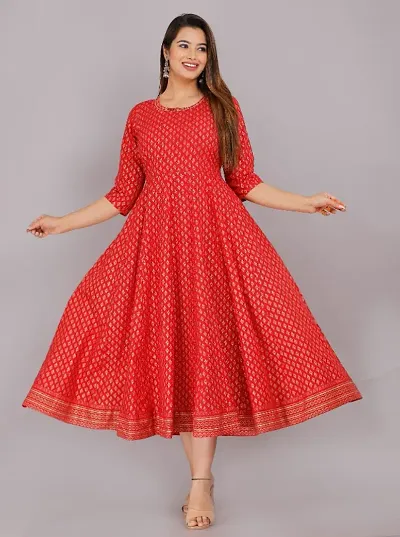 Stylish  Anarkali Rayon Printed  Kurti