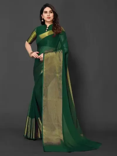 Women Stylish Chiffon Self Pattern Saree with Blouse piece