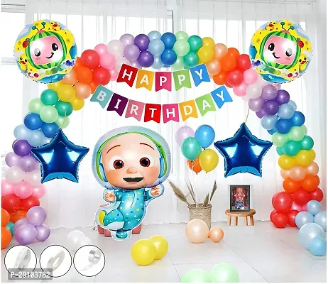 Classic Party Decoration 59 Pcs- Happy Birthday Banner, Cocomelon Theme Foil, Balloons