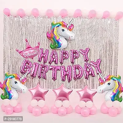 Classic Unicorn Theme Decorations For Girls - Combo Set / Happy Birthday Decoration Kit-thumb0