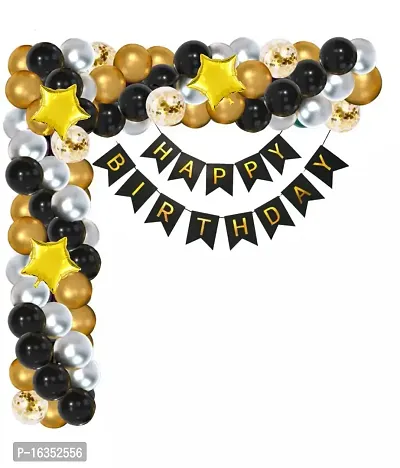 Naveen Decoration Combo set - Happy Birthday Banner Star Confetti Metallic Balloons (Pack of 26 pcs)