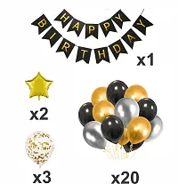 Naveen Decoration Combo set - Happy Birthday Banner Star Confetti Metallic Balloons (Pack of 26 pcs)-thumb1