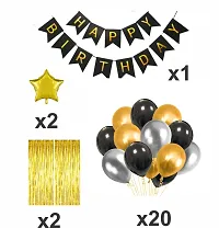 Naveen Decoration Combo Pack - Happy Birthday Banner Foil Curtains Stars metallic Balloons (pack of 25 pcs)-thumb1