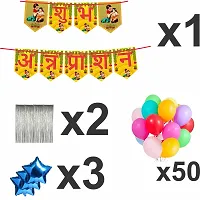 Naveen Decoration Annaprasanam Bunting Banner Hindi Font Shubh Annaprashan Yellow  Red Color Font/Rice Ceremony Decorations Items/Rice Ceremony kit (Pack of 56)-thumb1