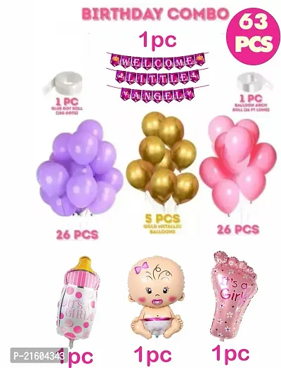 Naveen decoration Welcome little Angel combo banner balloon baby foil kit (Pack of 63 pcs)-thumb2