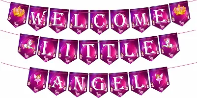 Naveen decoration Welcome little Angel combo banner balloon baby foil kit (Pack of 63 pcs)-thumb2