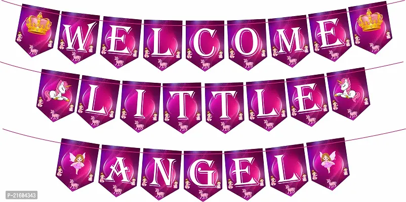 Naveen decoration Welcome little Angel combo banner balloon baby foil kit (Pack of 63 pcs)-thumb3