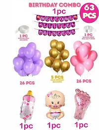 Naveen decoration Welcome little Princess combo banner balloon baby foil kit (Pack of 63 pcs)-thumb1